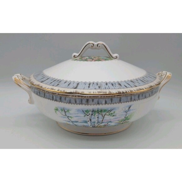 Royal Albert Silver Birch Round Covered Vegetable Bowl England - Picture 1 of 11